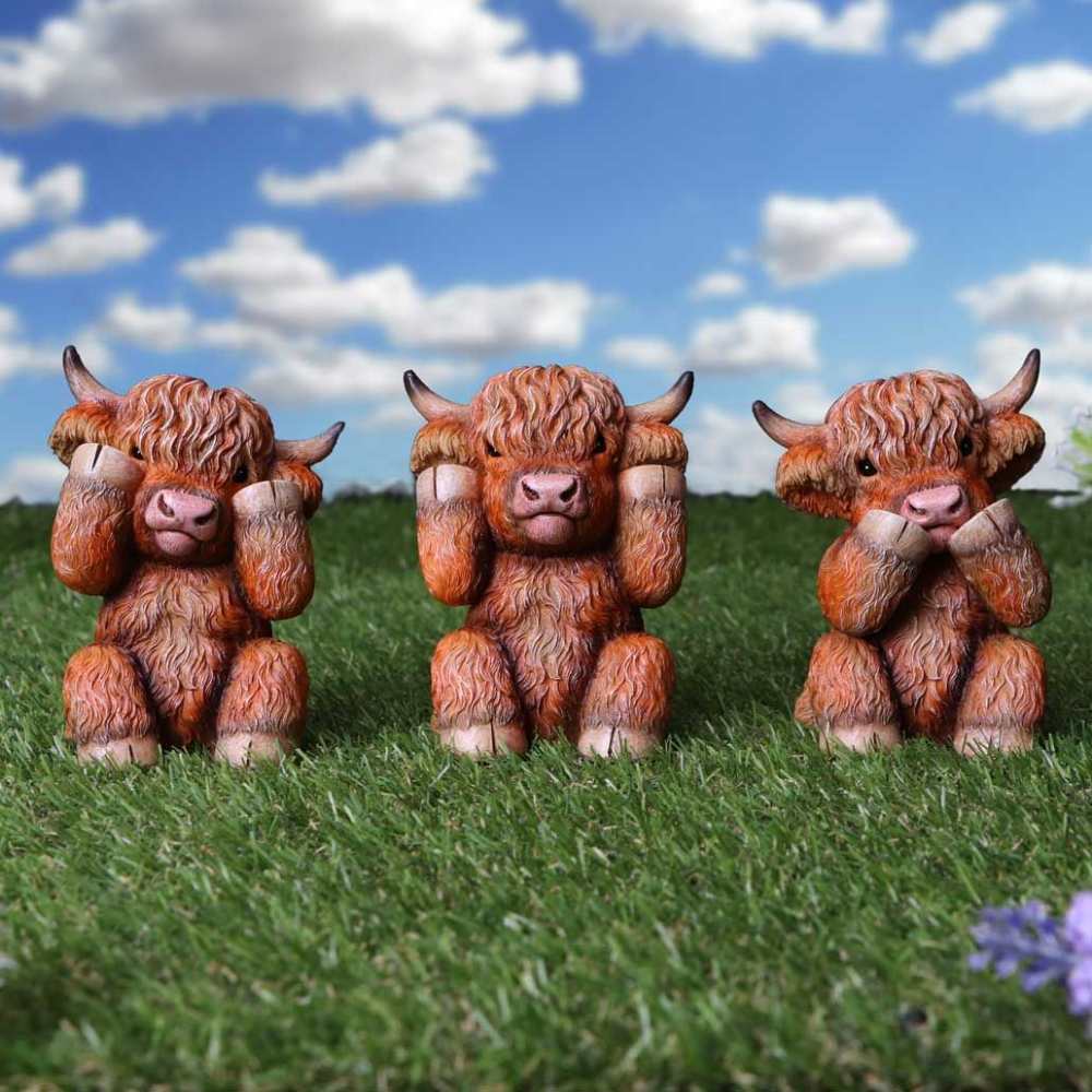 Nemesis Now - Three Wise Highland Cows 9.6cm Figurines - Multicolore